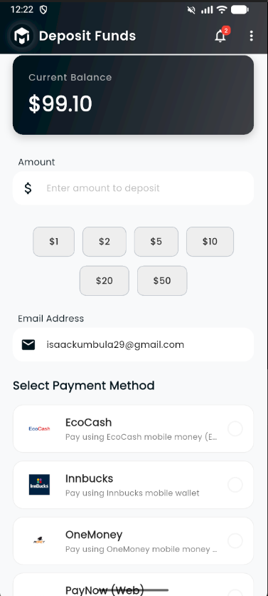 Deposit Screen